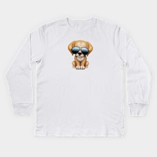 Cute Puppy Dog Wearing Sunglasses Kids Long Sleeve T-Shirt